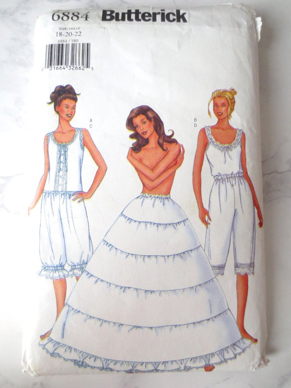 Butterick Misses Camisole, Pantaloons & Hoop Petticoat Sewing Pattern 18 20 22